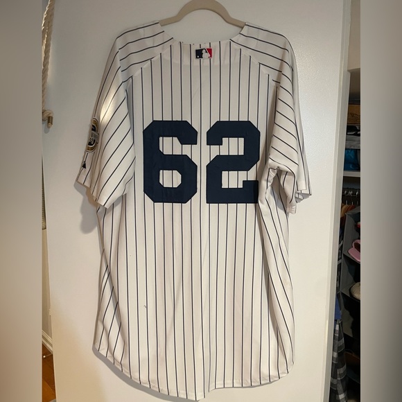 NY Yankees pinstripe Jersey size 52 chest (XXL) #62 Majestic - Picture 1 of 6